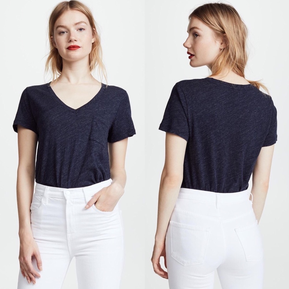 Madewell Perfect Cotton Pocket Tee Navy Blue XS